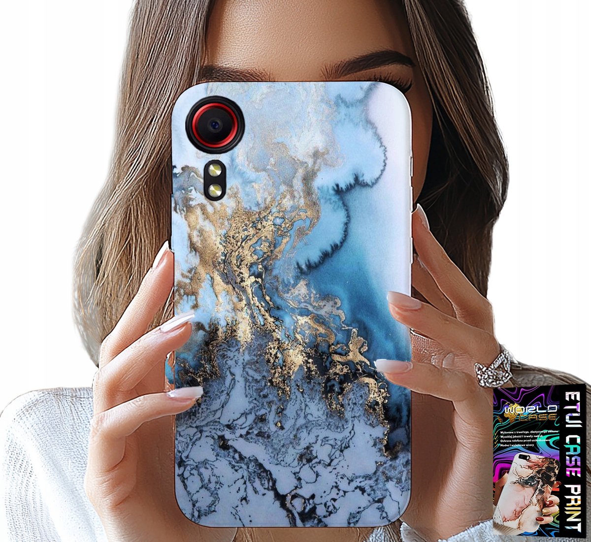 HOESJE VOOR SAMSUNG GALAXY XCOVER 7 - MARMERPATROON VOOR DAMES + GLAS