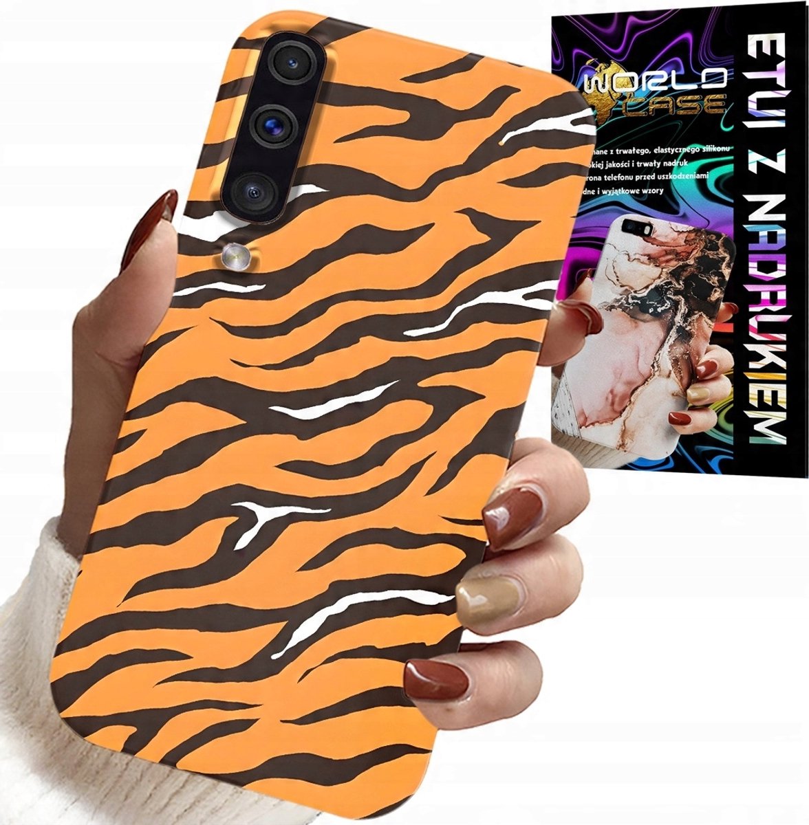 HOESJE VOOR SAMSUNG A50 / A30S - ACHTERKANT MET TIJGERSTRIPES + GLAS