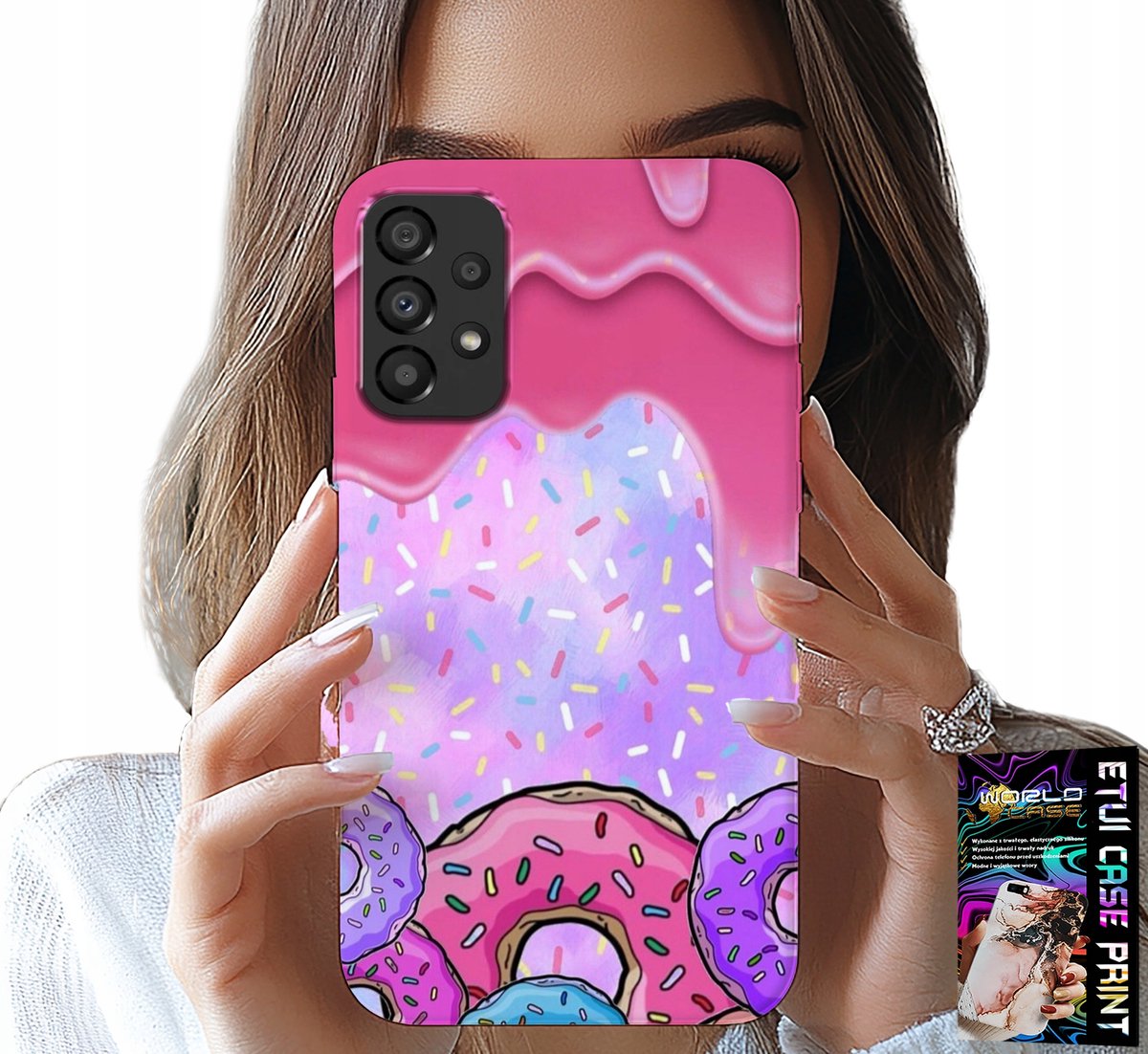 HOESJE VOOR SAMSUNG GALAXY A33 5G - ZOETE DONUTS MET GLAZUUR OP DE ACHTERGROND + GLAS