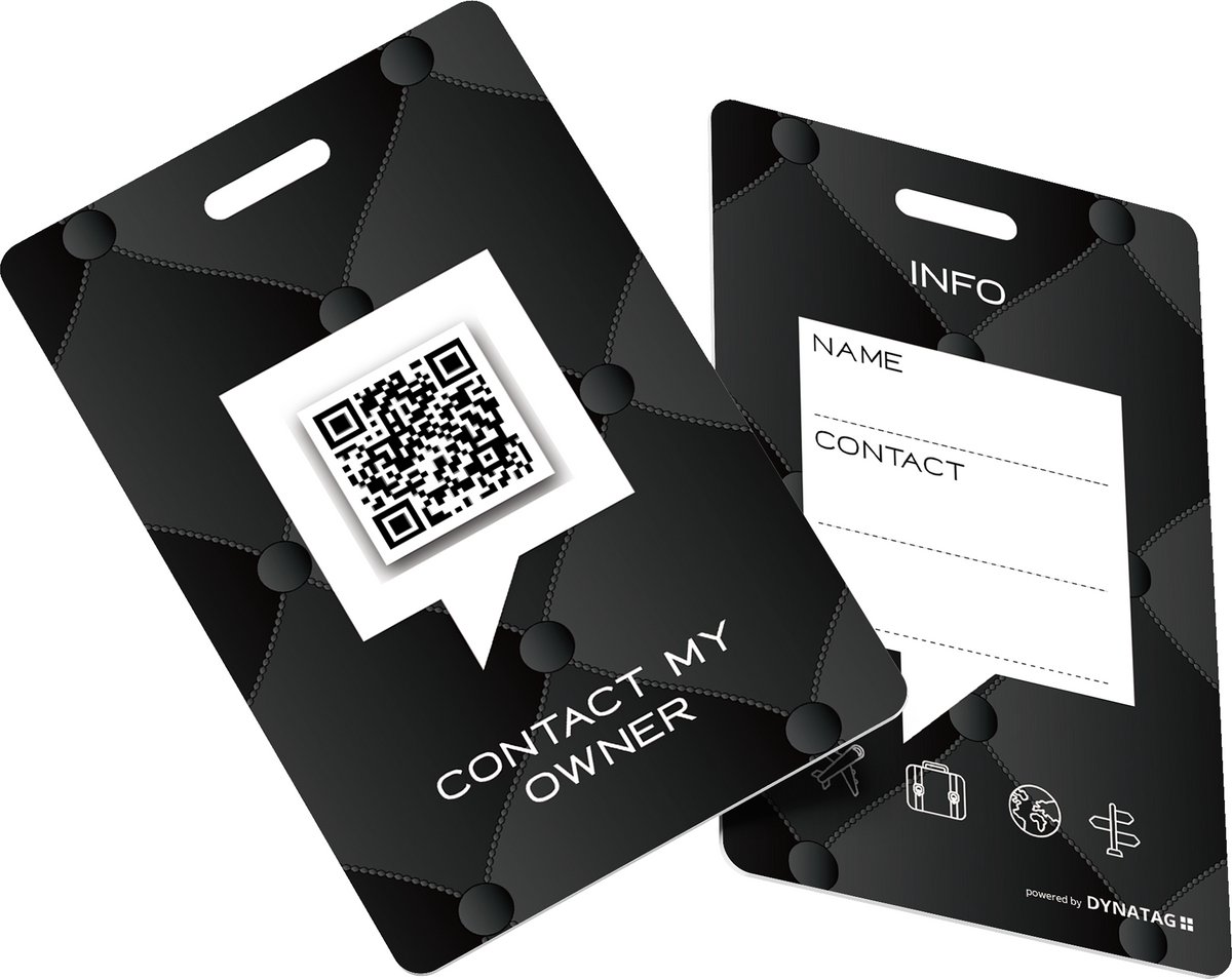 DynaTag Bagagelabel Kofferlabel met QR-code - Gentle Black