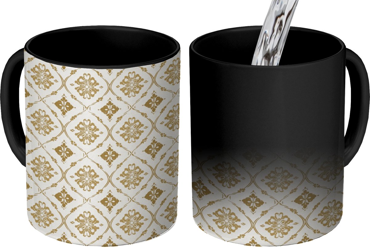 Magische Mok - Foto op Warmte Mokken - Koffiemok - Ornament - Klassiek - Goud - Magic Mok - Beker - 350 ML - Theemok
