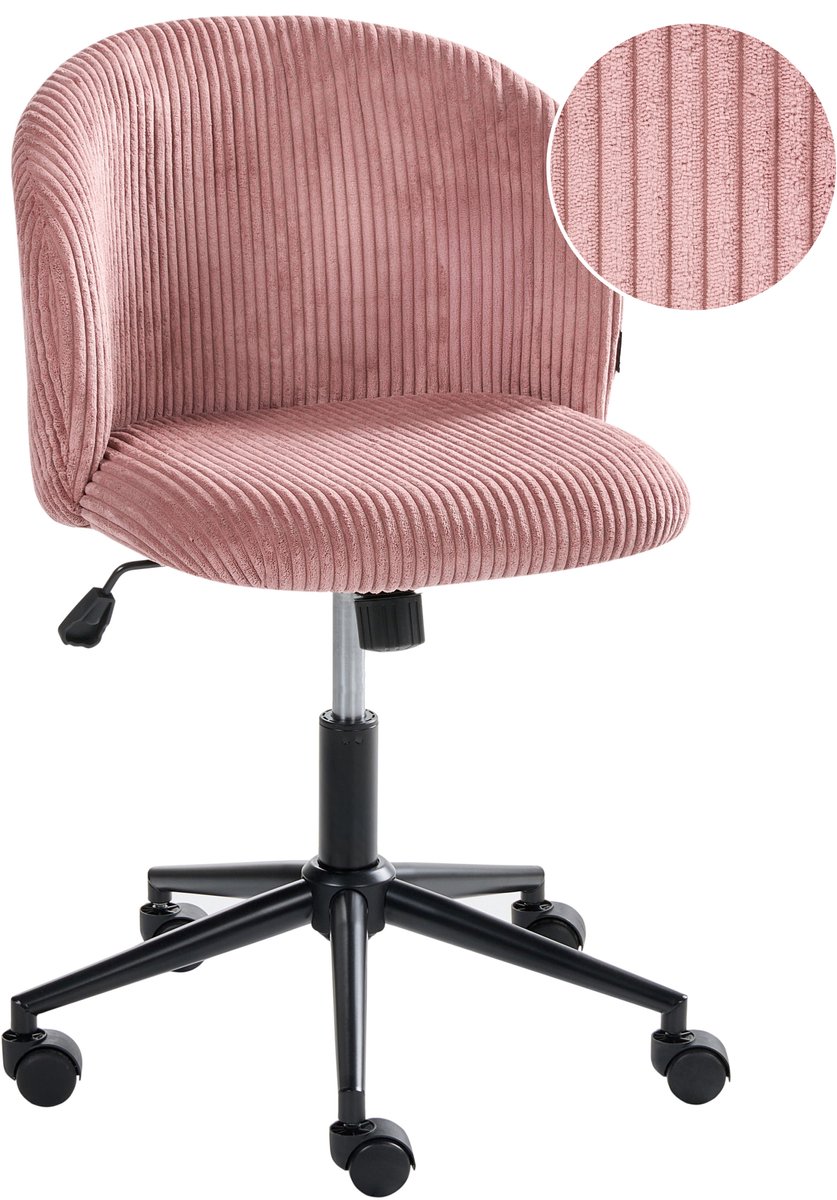 Beliani MILES - Bureaustoel - Roze - Corduroy
