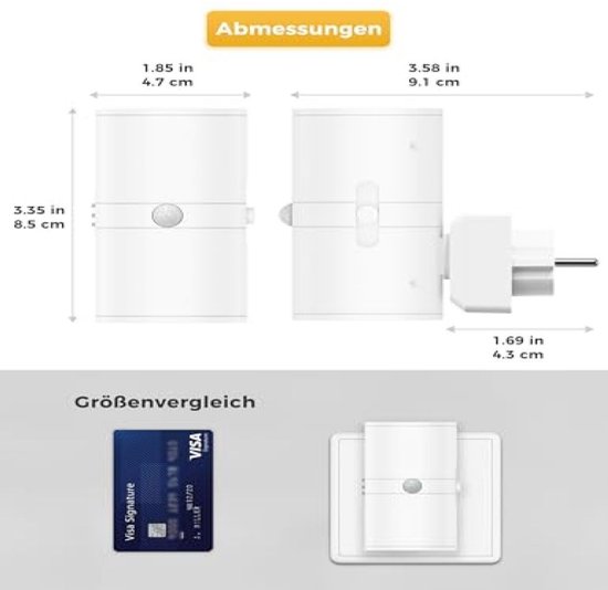 Nachtlampje met bewegingssensor - Stekkerlamp - 3 standen (Aan/Automatisch/Uit) - Instelbare helderheid - Geschikt voor stopcontact - Ideaal voor gangen, keukens, badkamers, slaapkamers en trappenhuizen - Warm wit licht van Merkloos — afbeelding 5