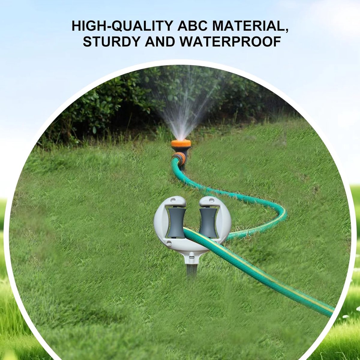 Hose guide - Tuinslanggeleider - Slanggeleider tuinslang - Grondspies - Tuinslang Ondersteuning - Tuinaccessoire - Beschermt en voorkomt knikken - Roterende rollers - Wit – foto 2