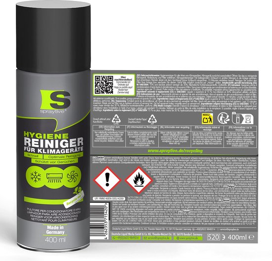 Spraytive 2x 400ml airco reiniger airco spray geurverwijderaar voor auto en huis reinigt ventilatie zonder demontage met slang van Merkloos — afbeelding 5