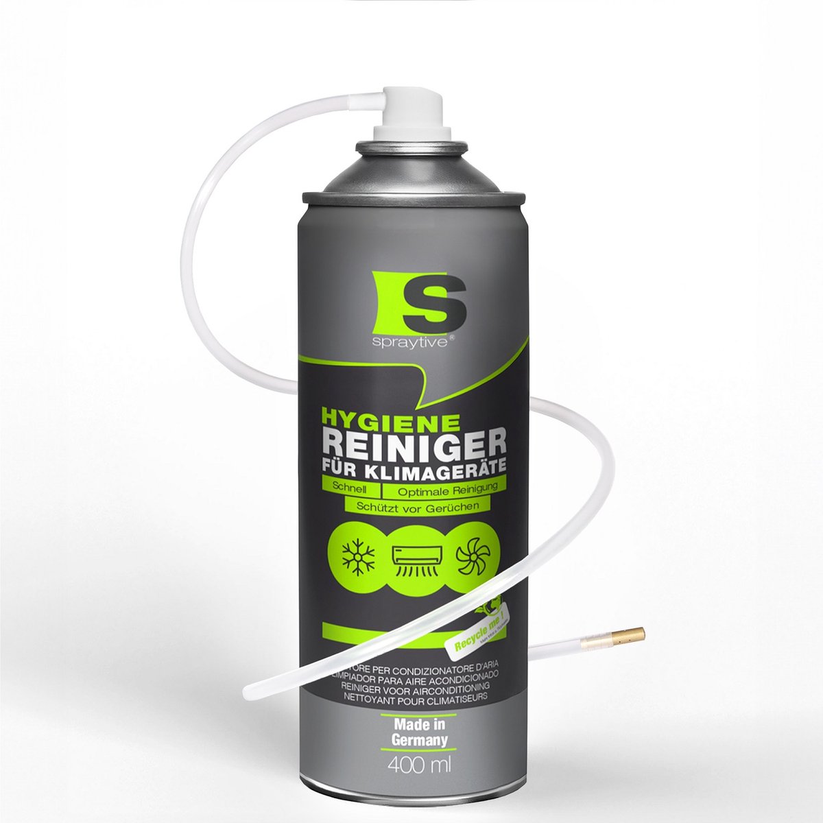 Spraytive 1x 400ml airco reiniger airco spray geurverwijderaar voor auto en huis reinigt ventilatie zonder demontage met slang