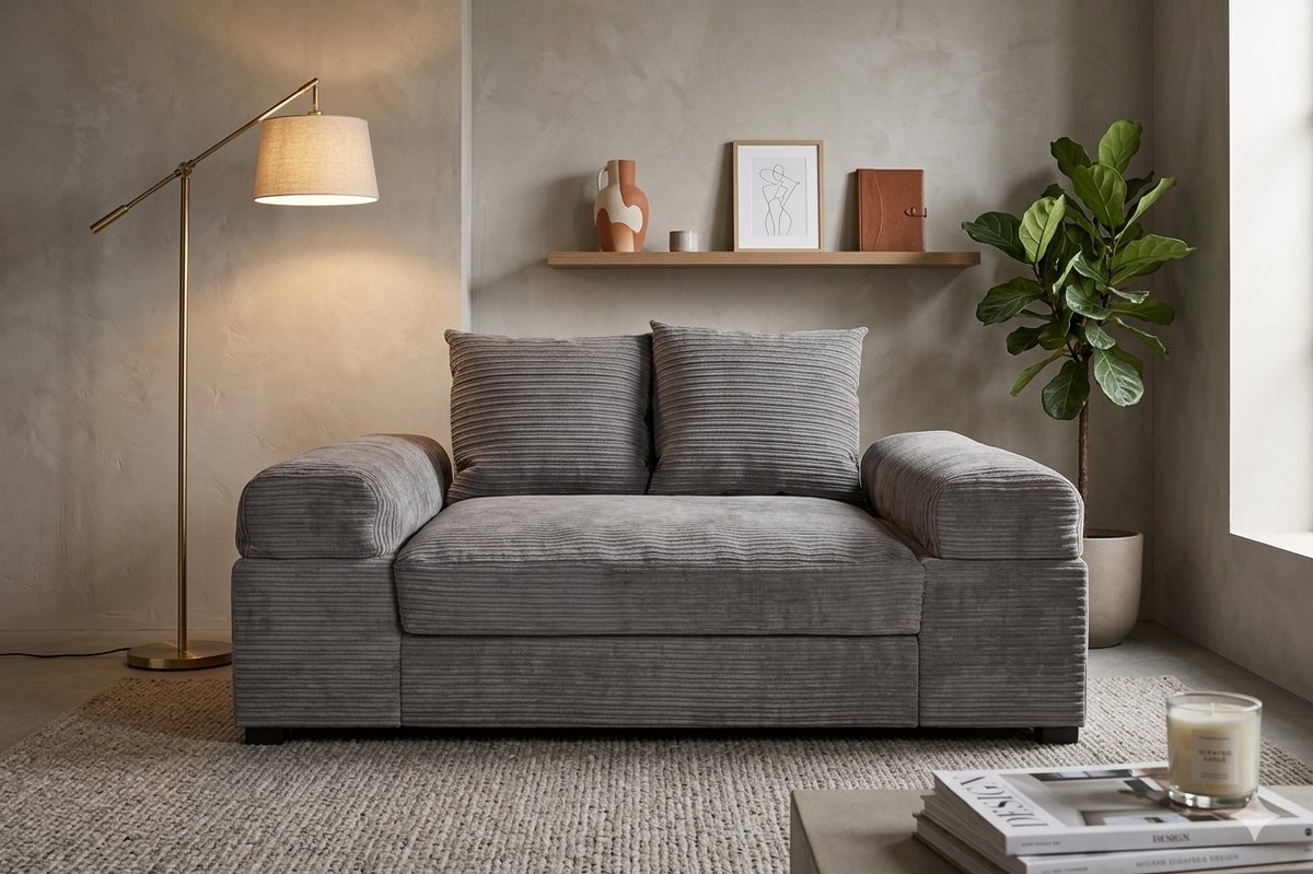 Zitbank Big sofa Fatguy Small Corduroy Rib Donkergrijs bigsofa zetel - Hoekbanken en hoeksalon bij zetelsenbedden
