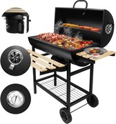 GREGMAN Roast 80 koolstof BBQ - Grote Tuingrill met Deksel - Thermometer & Zijplanken - Verstelbare Luchtregeling - Zwart