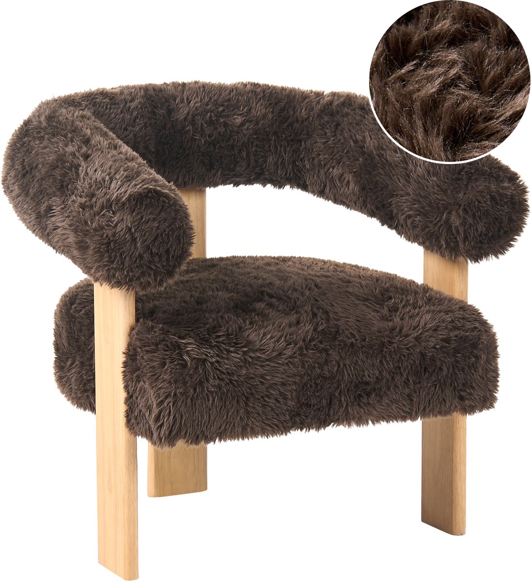 Beliani ILBRO - Fauteuil - Lichtbruin/Donkerbruin - Kunstbont