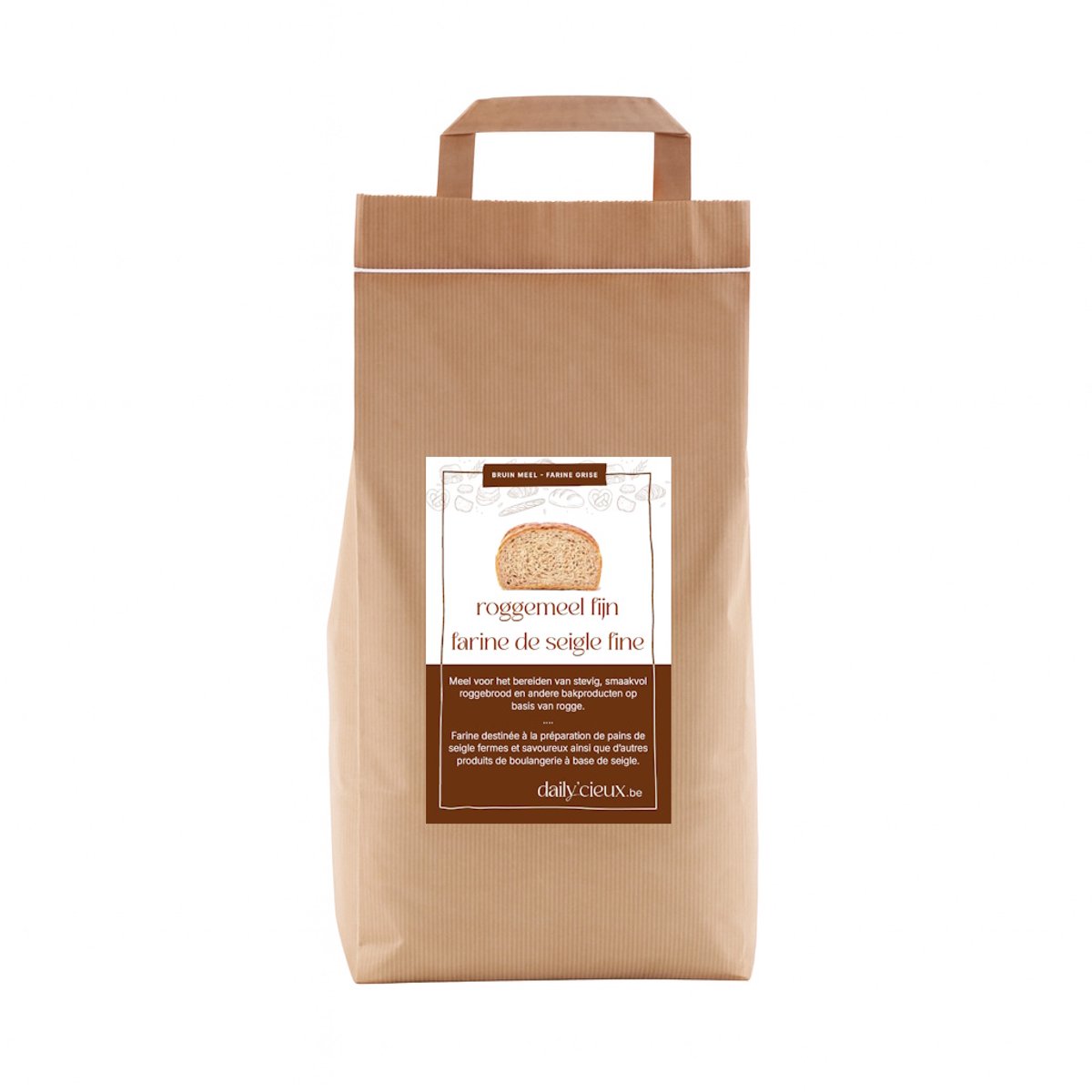 Roggemeel 5 kg – Fijn gemalen – Type T130 – Donker – Voor roggebrood