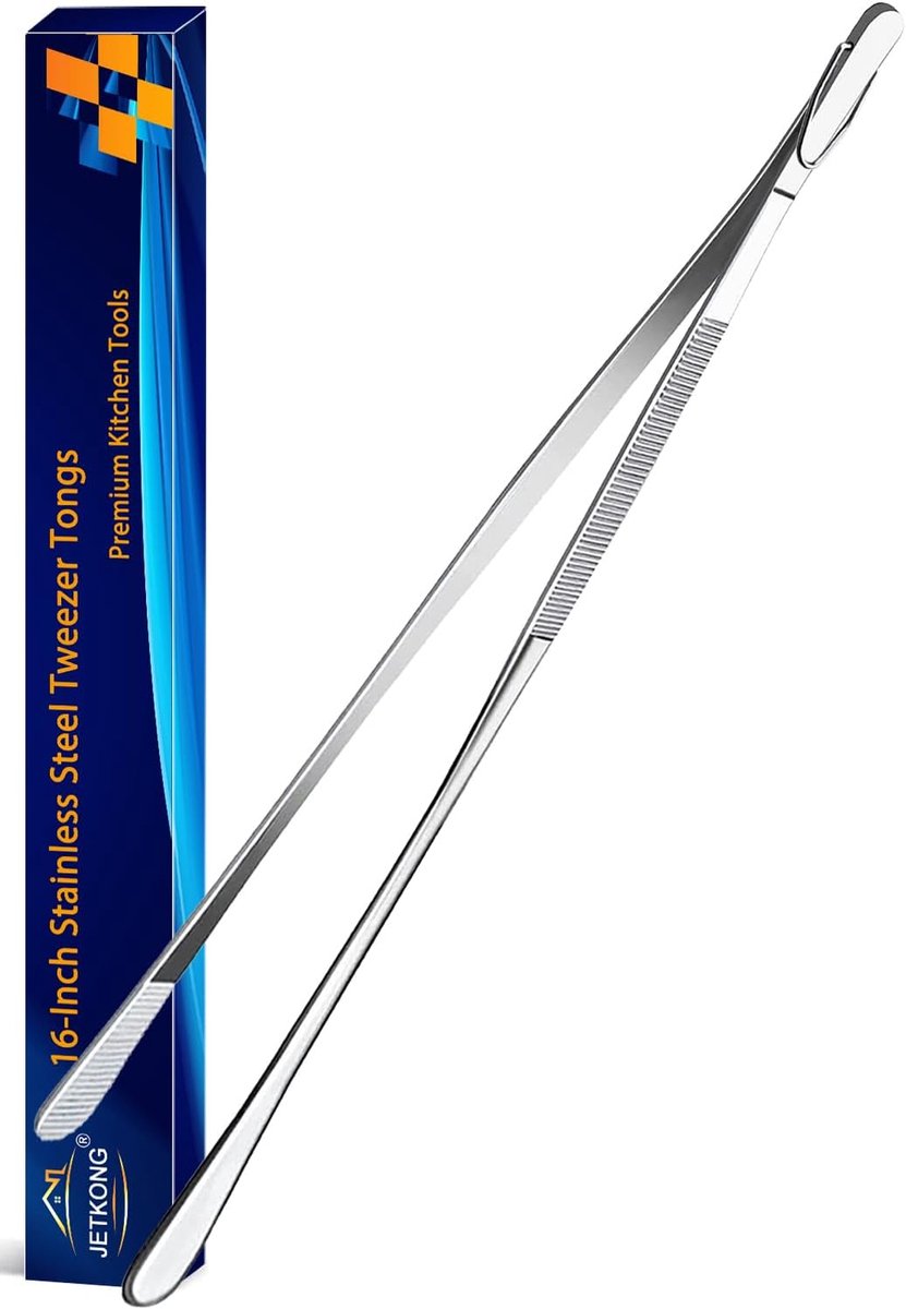 Kookpincet - Fijne tang - Precisie koken - Extra lange grip - 406 cm - RVS