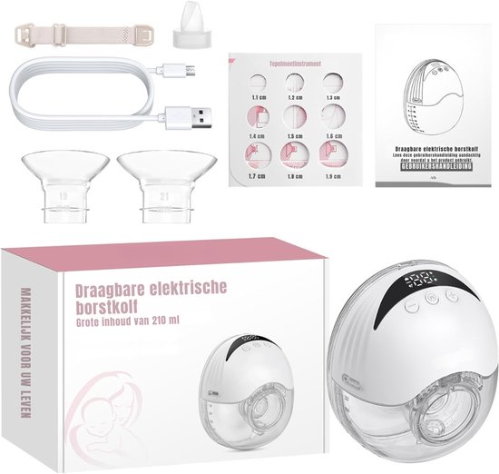 DnA® Borstkolf - Handsfree Borstkolf - Elektrische Borstkolf - Handkolf - Draadloze Borstkolf - Wit - 18cm x 14cm x 8cm van dna — afbeelding 3