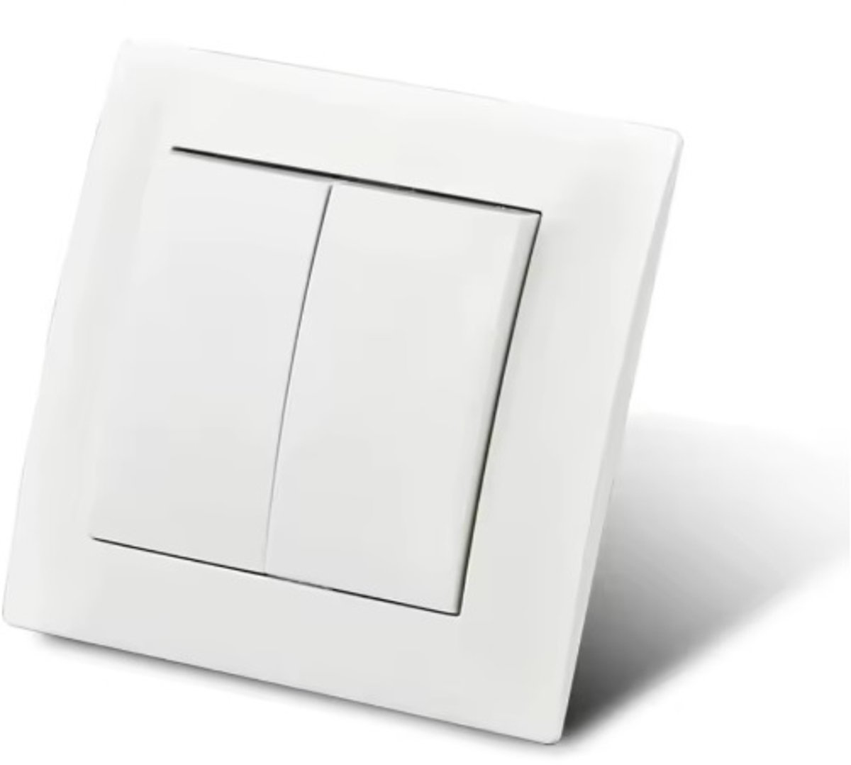 Kronwald dubbele inbouw lichtschakelaar compleet, 85x85mm, dubbelvoudige wandschakelaar, dubbele lichtknop binnen, wandschakelaar wit dubbel