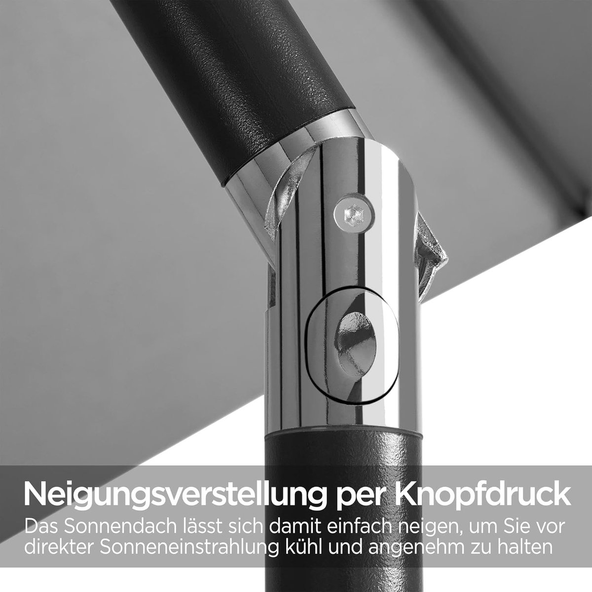Rechthoekige Parasol 227 cm Kantelbaar met Zwengel – 196,5 x 147 cm Balkon- en Tuinparasol, UV-Bescherming, Waterafstotend, Metalen Frame, 6 Ribben, Grijs – Laura