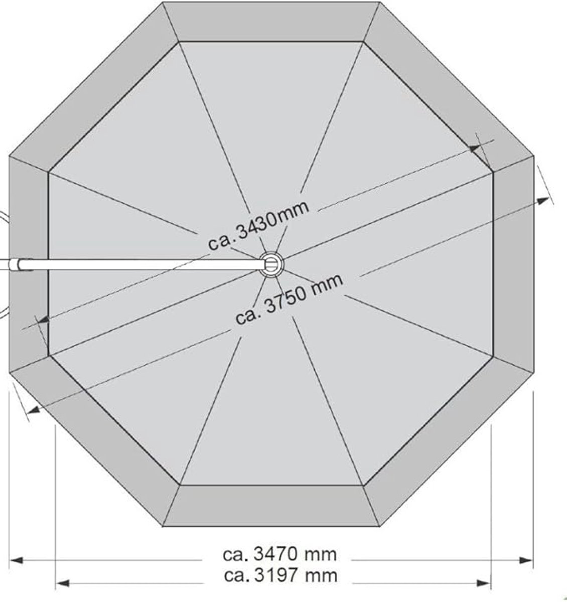 Zweefparasol Ø375 cm Rond 360° Draaibaar & Kantelbaar – Aluminium Antraciet – UPF50+ UV-Bescherming – Waterafstotend Olefine Doek – Met Zwenkmechanisme – Zonder Voet – Laura