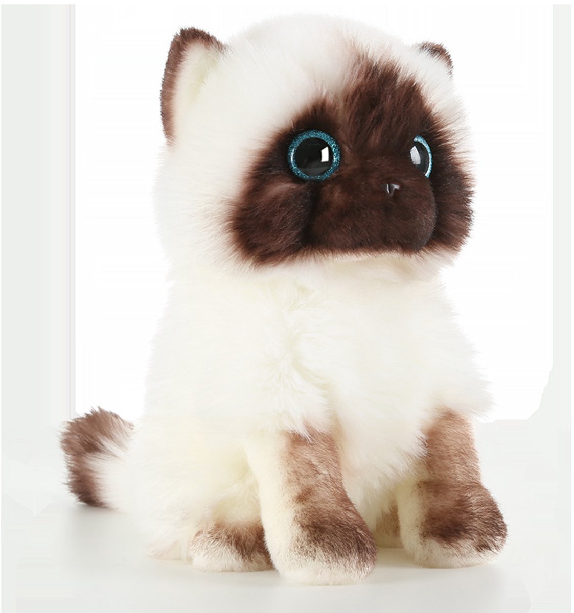 Knuffeldier kat/poes - Super schattige pluche Siamese kat - Realistisch pluche kussen - Zacht slaapkussen & speelgoed - Verjaardagscadeau - 26 cm