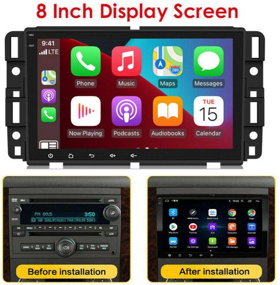 Autoradio - 2+32GB Android 13-systeem, compatibel met Chevrolet Silverado GMT900/K2XX-modellen uit 2007-2018 en Chevrolet Tahoe GMT900-modellen uit 2007-2014. Ondersteunt draadloze CarPlay en Android Auto - 8-inch IPS-scherm - GPS - Wi-Fi -
