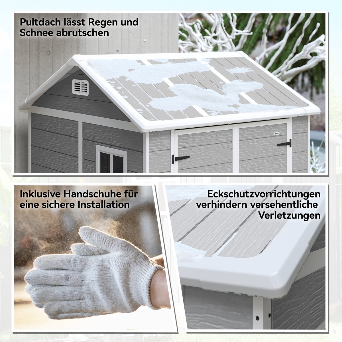 Killogood Tuinhuis - tuinschuur met raam - afsluitbare deur - kunststof - grijs