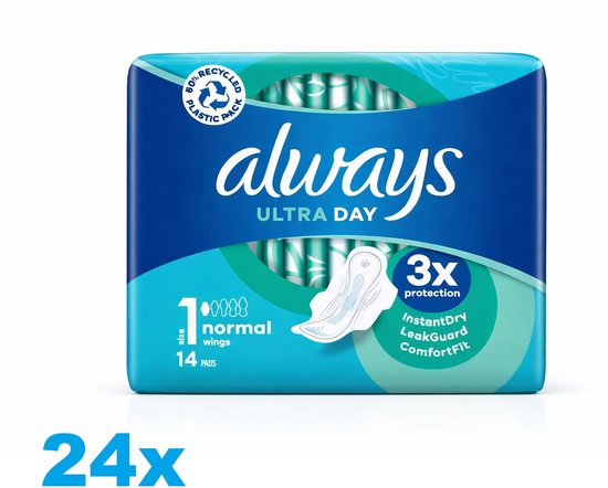 Always Ultra Day Normal Maandverband – 24 x 14 Stuks – Met Vleugels ...