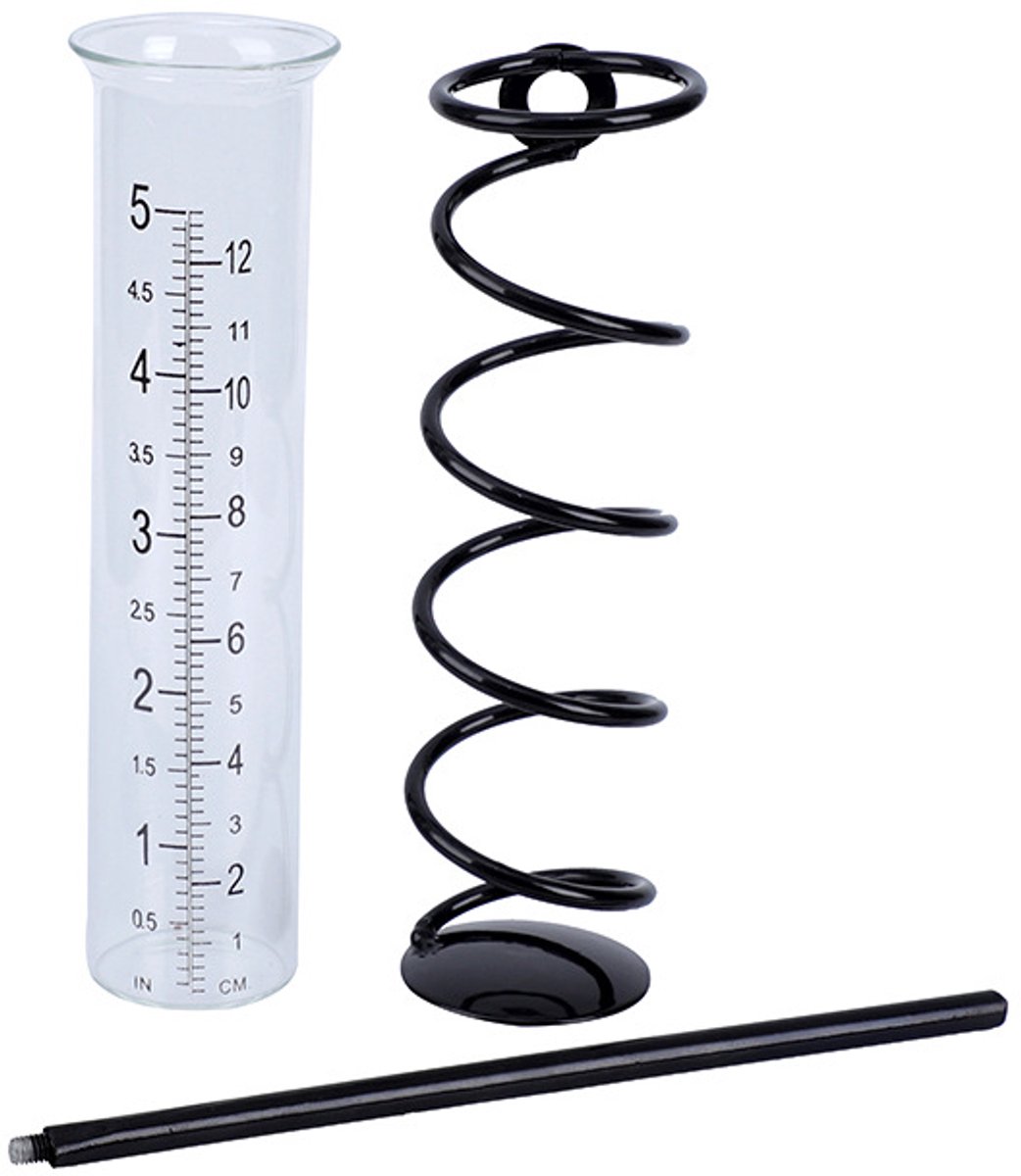 Set van 2-Spiraalvormige regenmeter op tuinsteker — Regenmeter met transparante glazen buis — 5-inch meetinstrument voor neerslag op het gazon