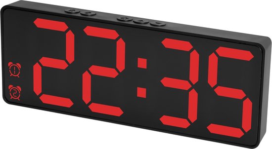 Nuvance Digitale Wekker - Digitale Klok - Wekkers voor Kinderen & Volwassenen - Reiswekker - Slaapkamer - Led Wekkers Digitaal - Rood