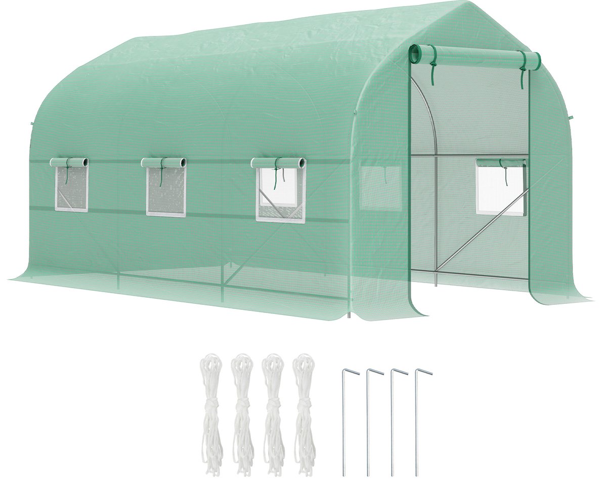 Outsunny Tunnelkas - PE - 400x200x200cm - Groen