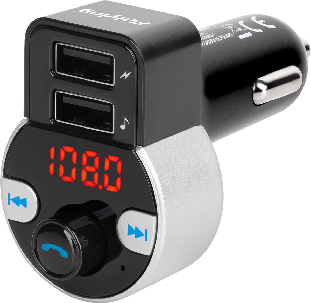 Peiying URZ0481 - FM Bluetooth Transmitter - 2xUSB - Handsfree - MicroSD
