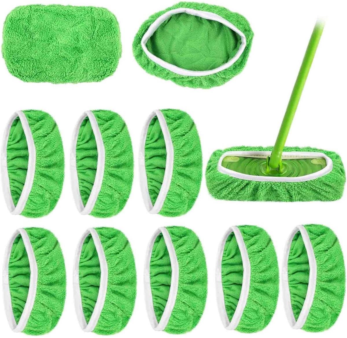 TuseRxln Vervangingsdoekjes - Herbruikbaar - Microvezel en Chenille - 8 Stuks - Voor Houten en Harde Vloeren - Geel