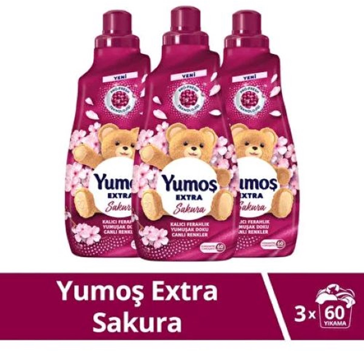 Yumos Extra Geconcentreerde Wasverzachter Sakura 3x1440 ml – Tot 180 Wasbeurten – Langdurige Bloesemgeur & Ultra Zachte Was