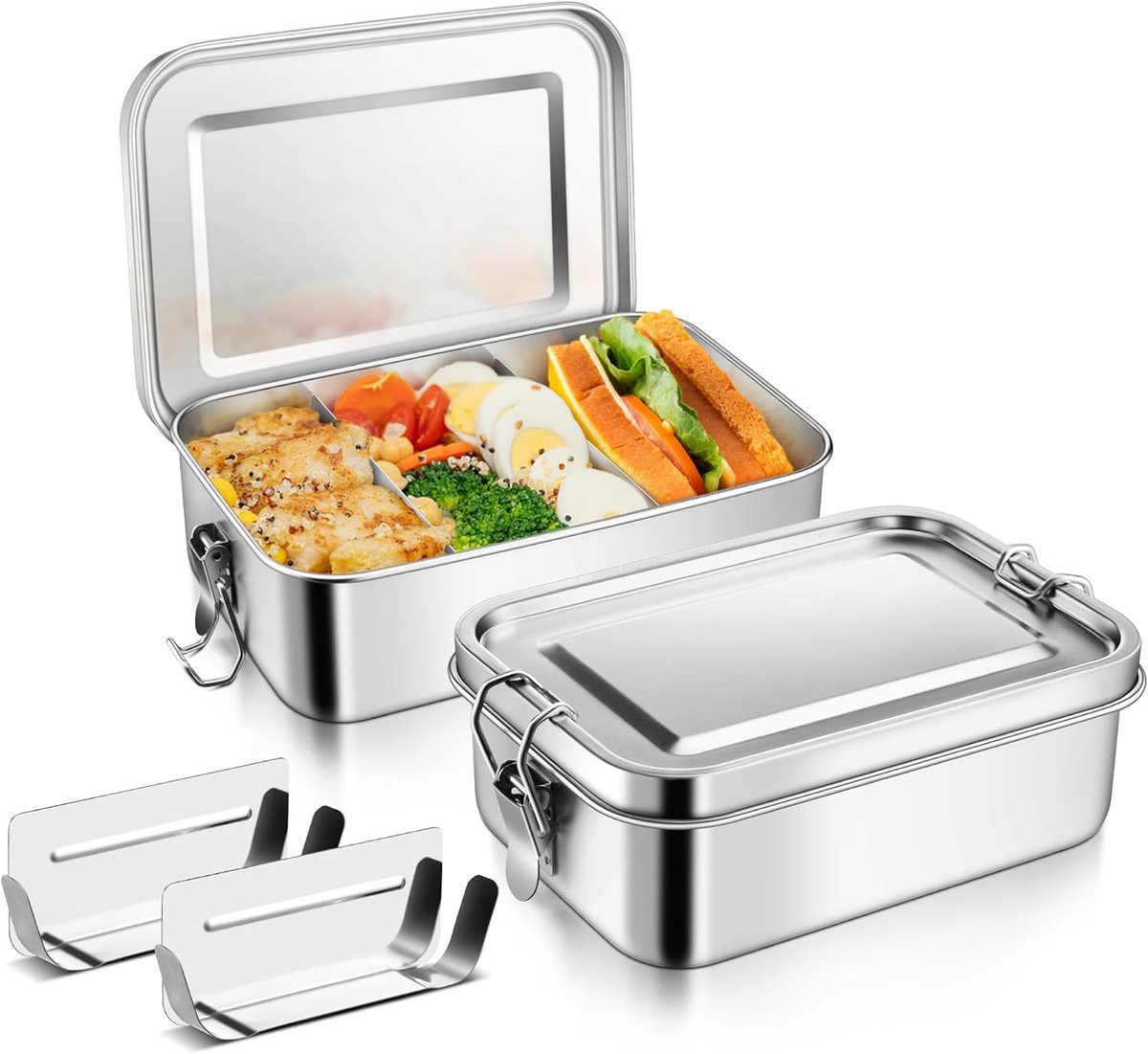 RVS Vershoudbakjes 1400 ml - Lunchbox voor Meal Prep - Bento Box - Roestvrijstalen Broodtrommel - Lekvrij & Vaatwasserbestendig - XL