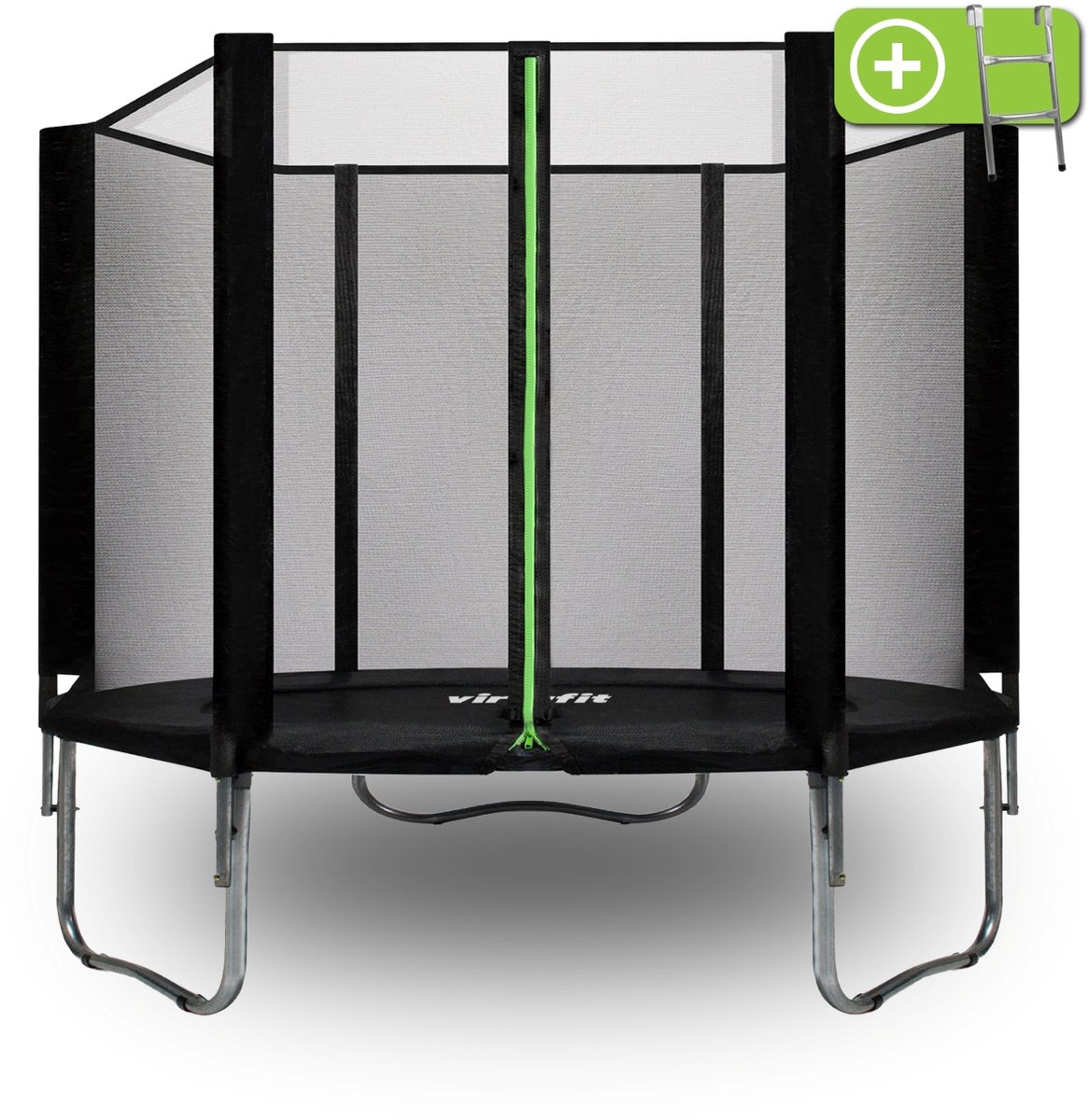 Bol.com VirtuFit Trampoline met Veiligheidsnet - 251 cm - Inclusief Gratis Trap - Extra Veilig - UV- en Weerbestendig - Voor Kin... aanbieding