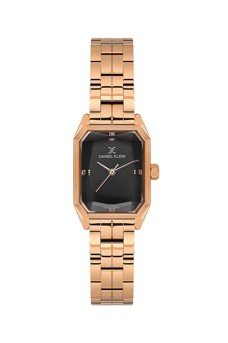 Daniel Klein DK.1.14157-5 - Horloge - Polshorloge - Analoog - Dames - Vrouwen - Achthoek - Stalen band - Metaal - Briljant - Rosékleurig - Zwart - Wit