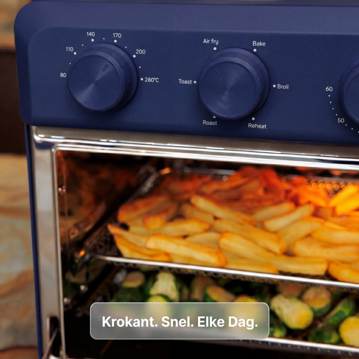 Safecourt 6-in-1 Airfyer oven - 100% PFAS-vrij - 6 programma’s - 80 tot 230 graden - Airfryer, bakken, roosteren, toasten, grillen & opwarmen - Blauw – foto 8