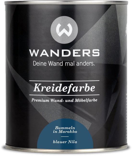 Blik met Wanders krijtverf in de kleur 'blauer Nila'.