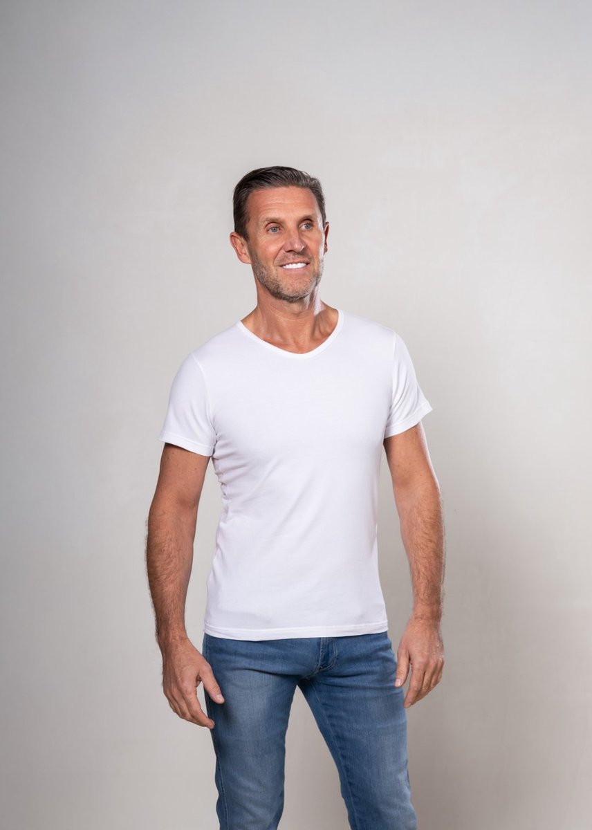 Alca Fashion - Regular Fit - Heren T-Shirt V-Hals - Wit - 2XL