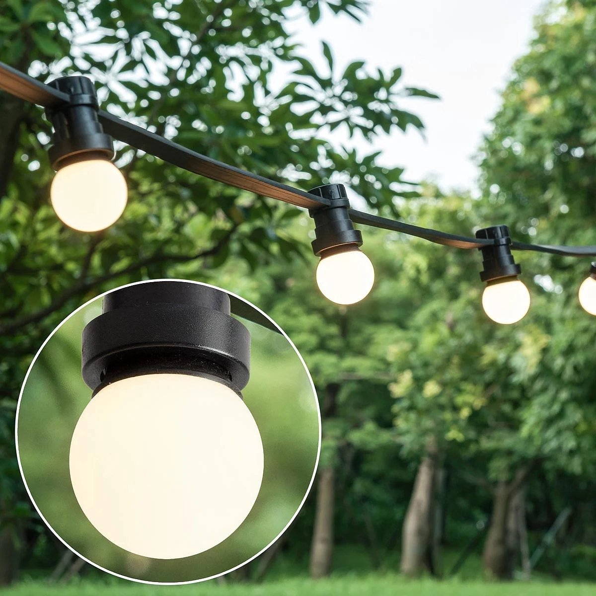 Prikkabel set met 2 watt dimbare LED lampen met melkwitte kap