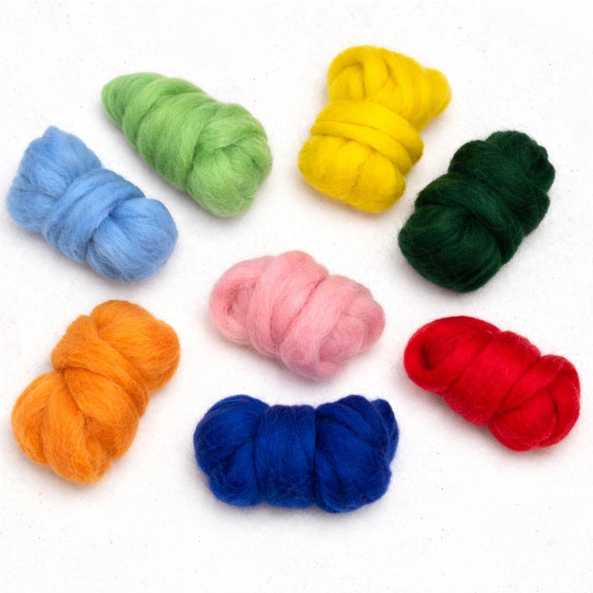 Viltwol voor Naaldvilten – 8x25g Gekaarde Wol in vrolijke kleuren – Voor Prikvilten & Droogvilten - needle felting