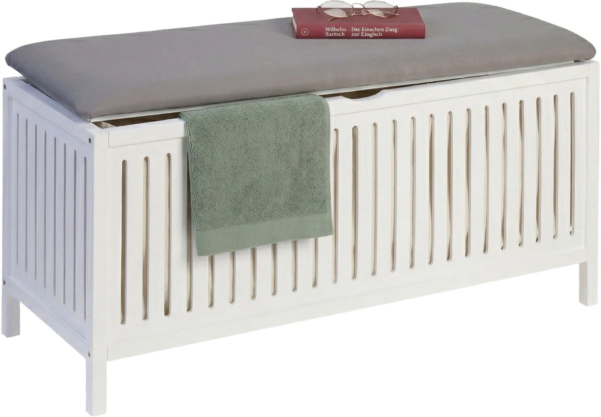 Wasmand - 100x50x38 cm - wit - grijs