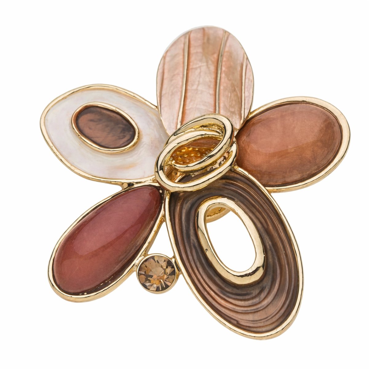 Fashionclip®- Magneet - Broches - Magneetsluiting - Magneetbroche - Bloem - Bruintinten