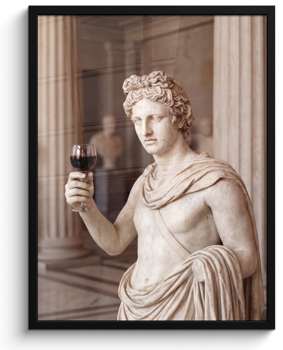 FrameYourWall Poster in lijst - Fotolijst 60x80 cm - Posters - Klassiek - Marmer - Wijn - Posterlijst zwart - Decoratie - Wanddecoratie woonkamer - Muurdecoratie slaapkamer