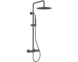 Doucheset Opbouw Compleet - Gun metal - Regendouche Rond - Sedal binnenwerk - Thermostaatkraan - RVS, ABS en Messing - 30 cm