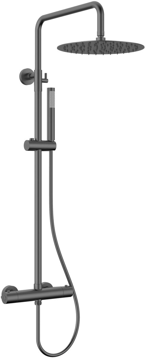 Doucheset Opbouw Compleet - Gun metal - Regendouche Rond - Sedal binnenwerk - Thermostaatkraan - RVS, ABS en Messing - 30 cm