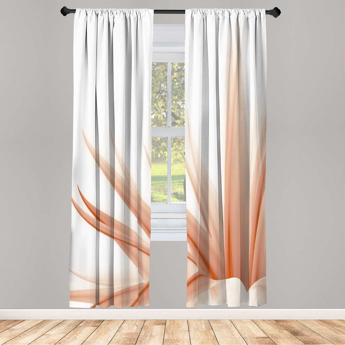 ABAKUHAUS Bloemengordijnen, Set van 2 Panelen voor Woonkamer Slaapkamer Decoratie, 150 cm x 245 cm, Perzik Ivoor