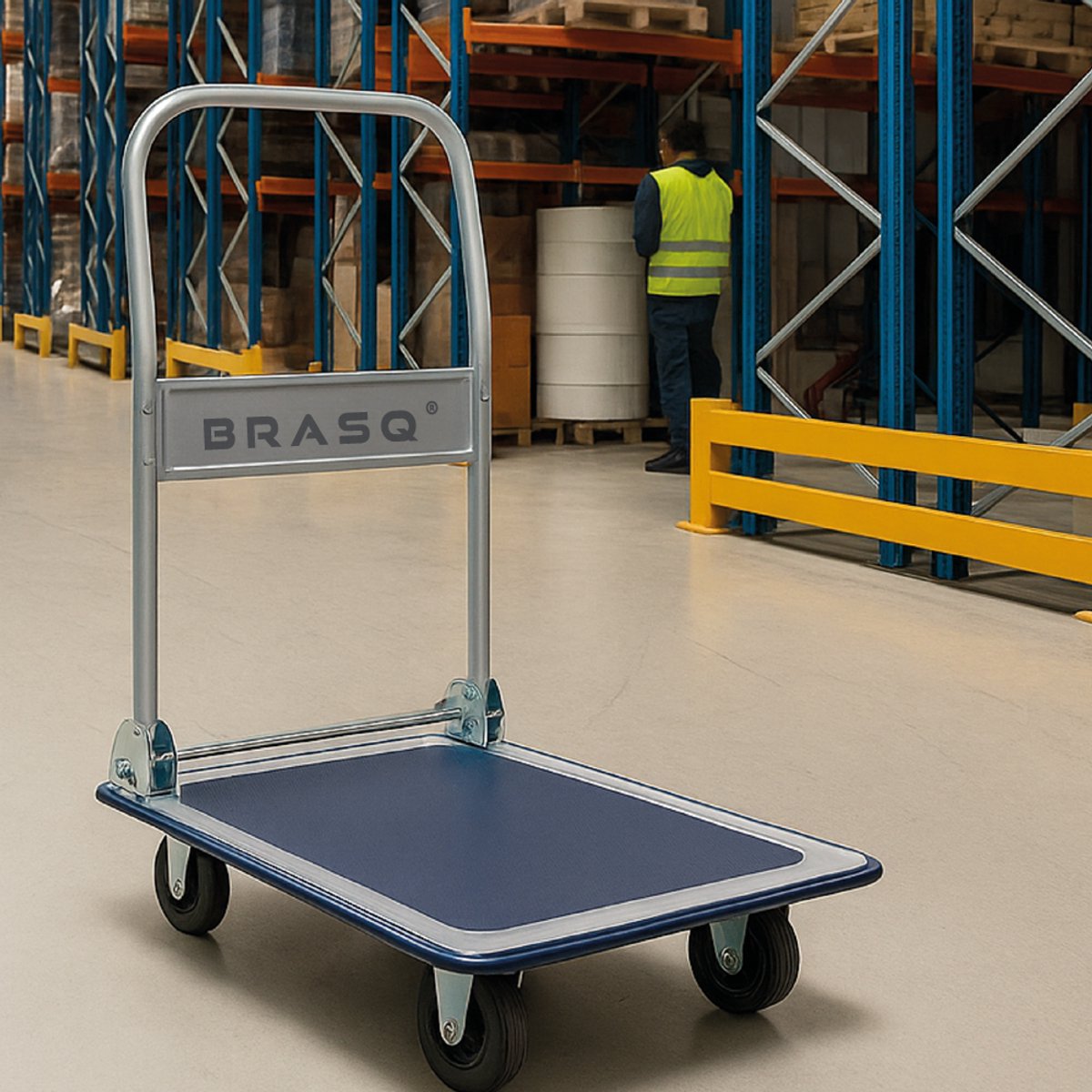 BRASQ Plateauwagen Inklapbaar - Draagvermogen 300 KG - Transportkar - Transportwagen - Magazijnwagen - Platformwagen – foto 5