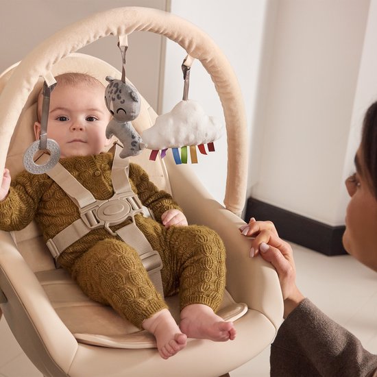 Kinderkraft FINI UP Kinderstoel 3‑in‑1 - Kunstlederen Bekleding - Verstelbare Tray - Ligstoeltje - Omzetbaar naar Speelfauteuil - Vvan de geboorte tot 20 kg - Grijs van Kinderkraft — afbeelding 4