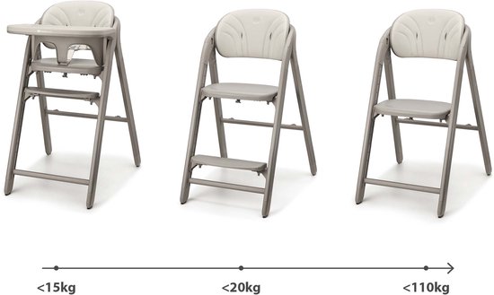 Kinderkraft TINO 3-in-1 Kinderstoel - kinderstoel voor peuters en stoel voor volwassenen - vanaf 6 maanden tot 110 kg - verstelling van zitting en voetensteun - 5-punts veiligheidsgordel - eenvoudig inklapbaar - Beige van Merkloos — afbeelding 5