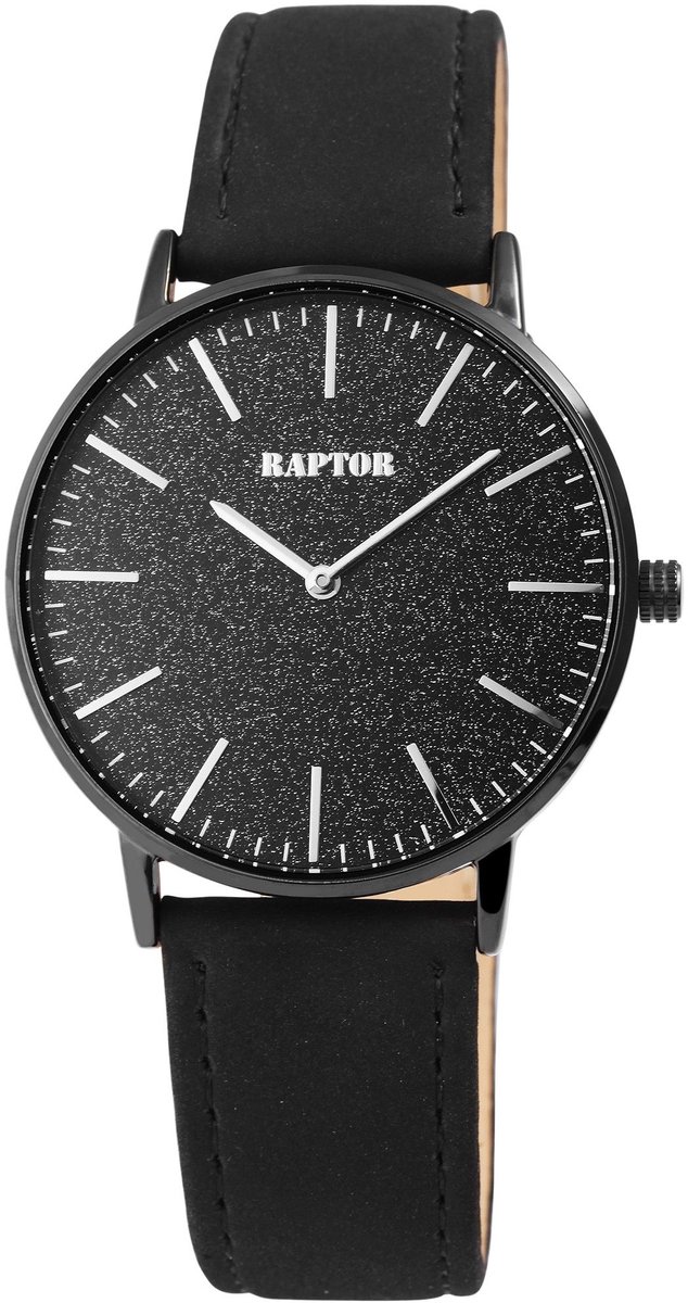 Raptor dameshorloge roestvrij staal Glenn met echte leren band, 3 ATM, inclusief geschenkdoos