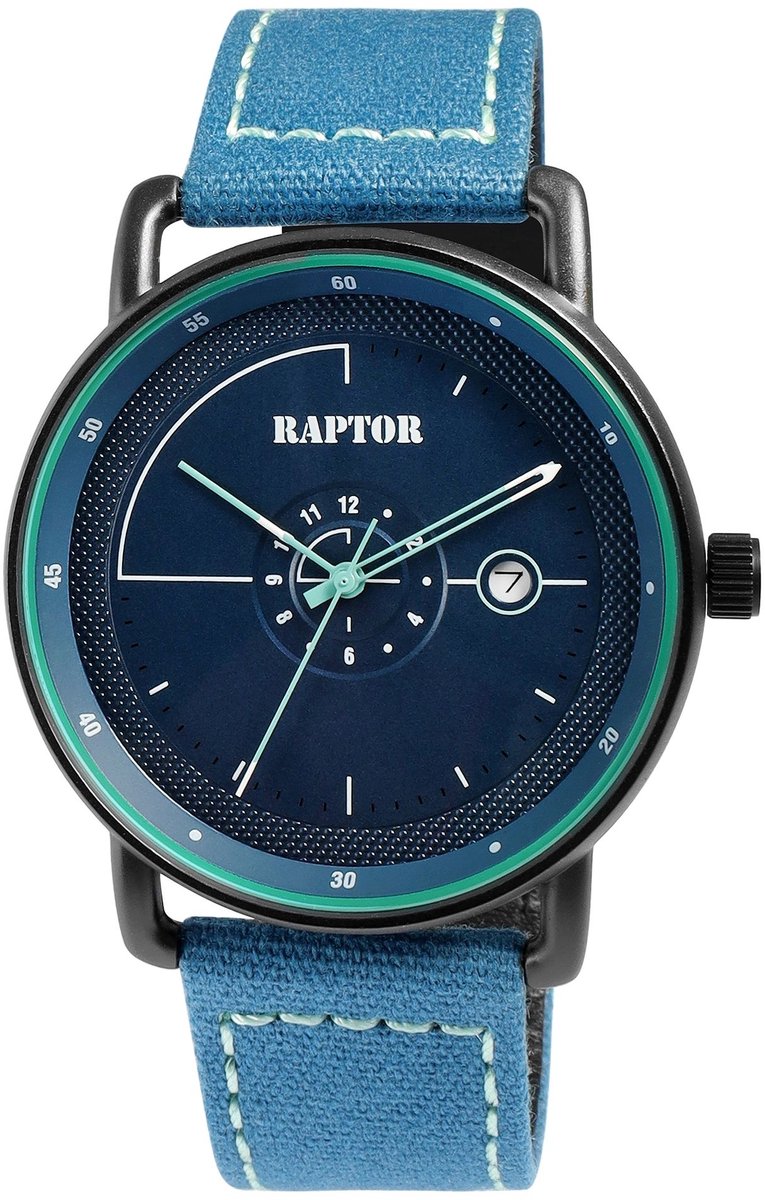 Raptor Heren textielhorloge Zoltar met textielband, datumaanduiding, incl. geschenkverpakking