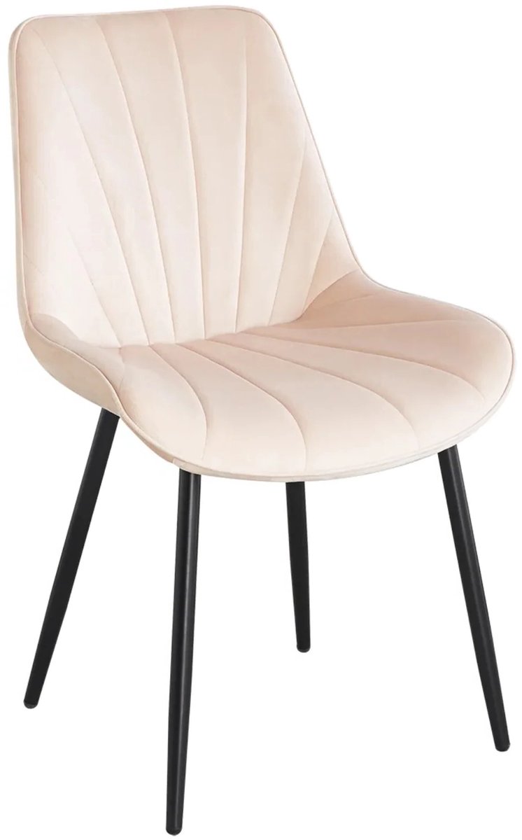 Eetkamerstoel beige velvet Tessa eetstoel zetel
