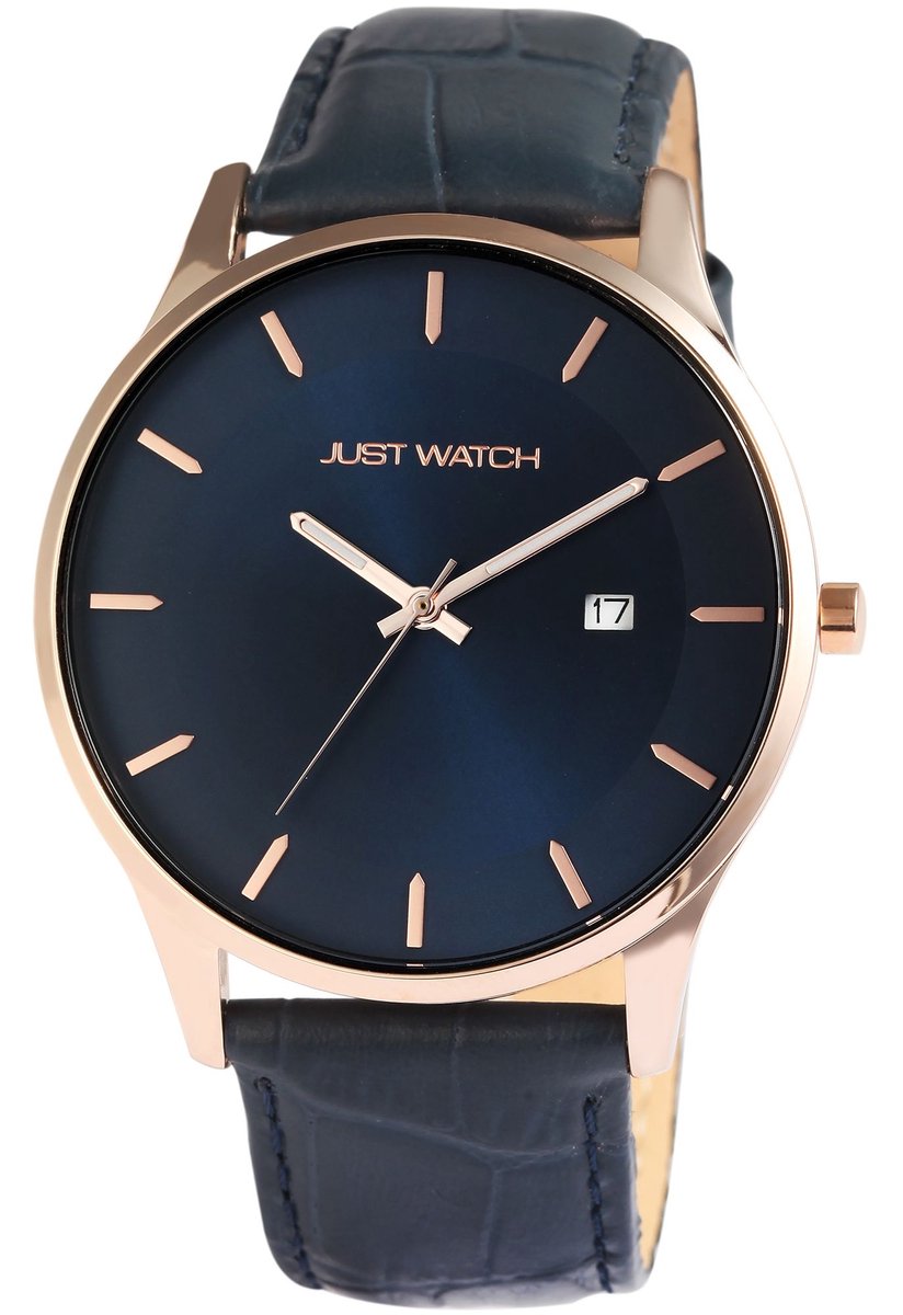 JUST WATCH Herenhorloge van echt leer Dennis met echte leren band, datumaanduiding, inclusief geschenkdoos